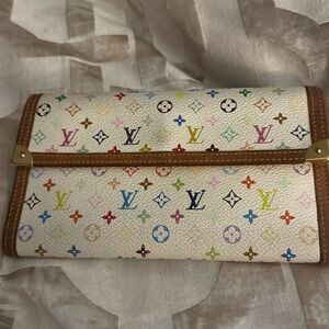 LV Multicolor White trifold wallet